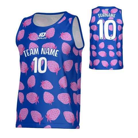Strawberry  Sports Singlet - Royal Blue