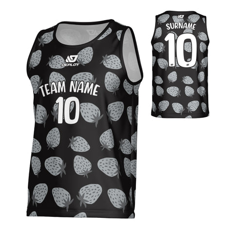 Strawberry Sports Singlet - Black