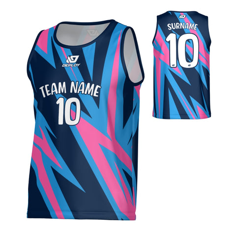 Strike Sports Singlet - Navy & Pink