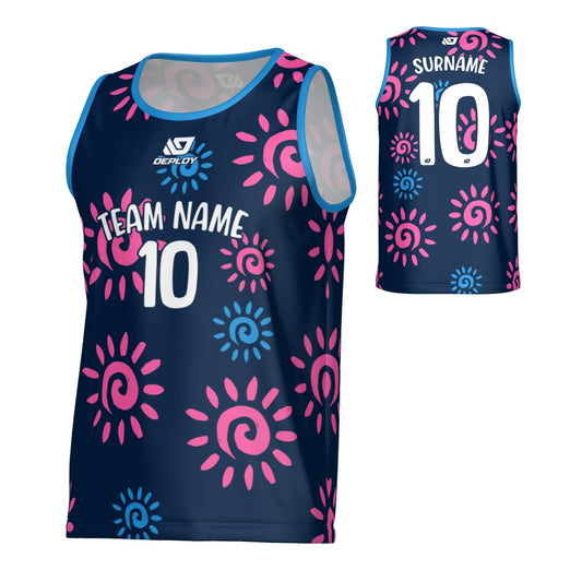 Sun Sports Singlet - Navy & Pink
