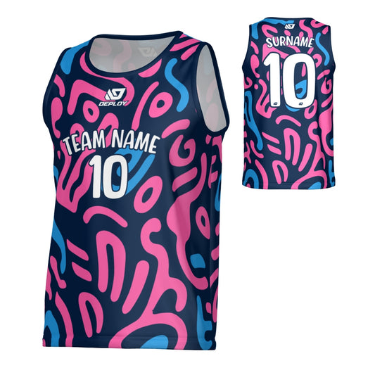 Swells Sports Singlet - Navy & Pink