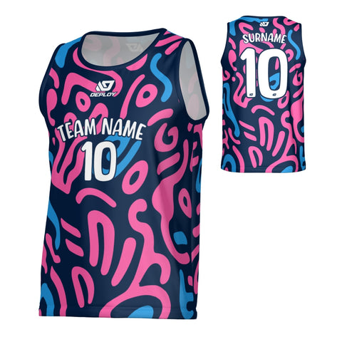 Swells Sports Singlet - Navy & Pink