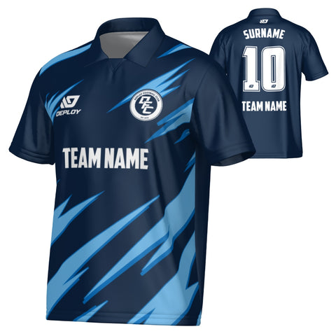 Sharp Collared Jersey - Navy & Sky Blue