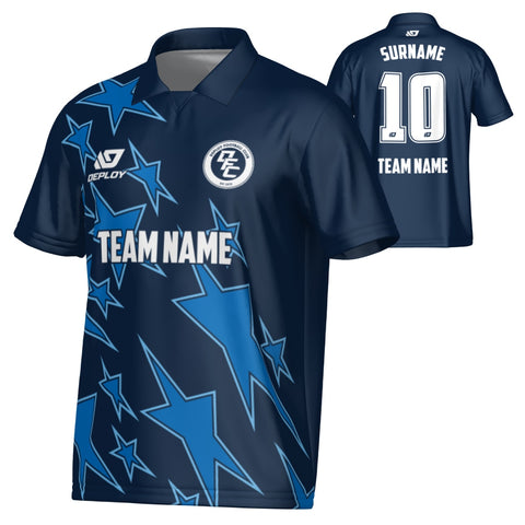 Stars Collared Jersey - Navy & Sky Blue