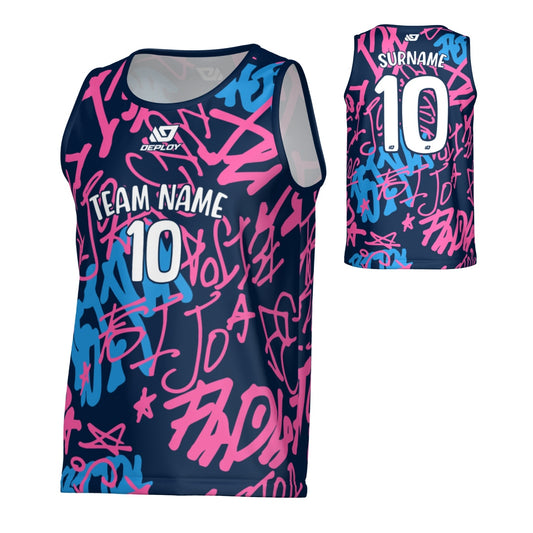 Tags Sports Singlet - Navy & Pink