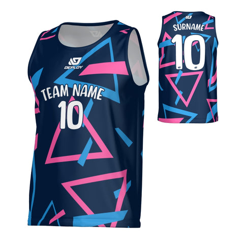 Triangle Sports Singlet - Navy & Pink