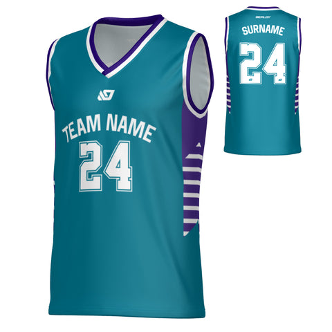 Banner Basketball Jersey - Teal & Purple