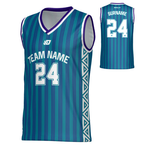 Heritage Basketball Jersey - Teal & Purple