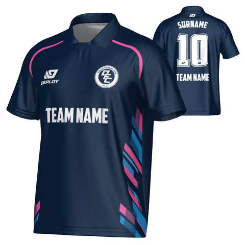 Turbo Collared Jersey - Navy & Pink