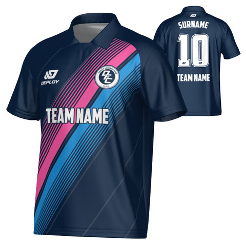 Velocity Collared Jersey - Navy & Pink