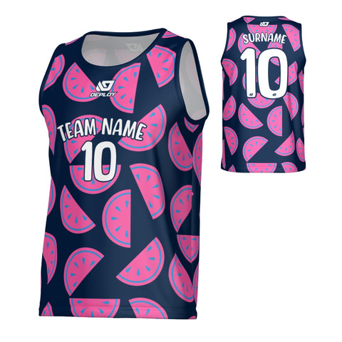 Watermelon Sports Singlet - Navy & Pink