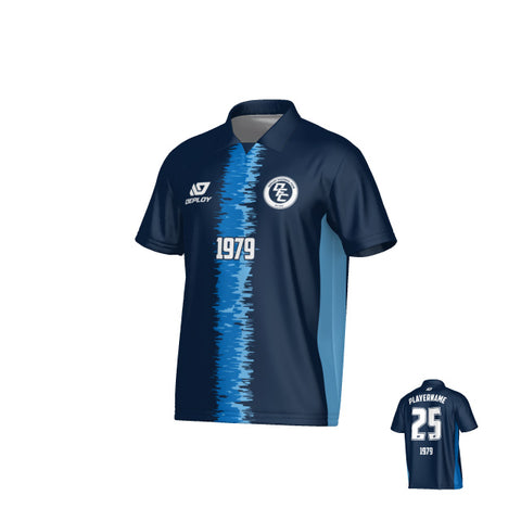 Rift Collared Jersey - Navy & Sky Blue