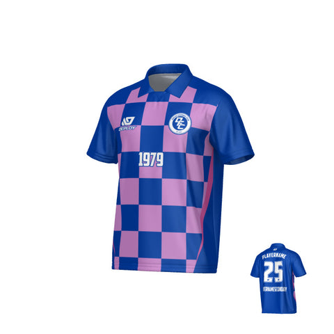Checkers Collared Jersey - Royal Blue & Purple