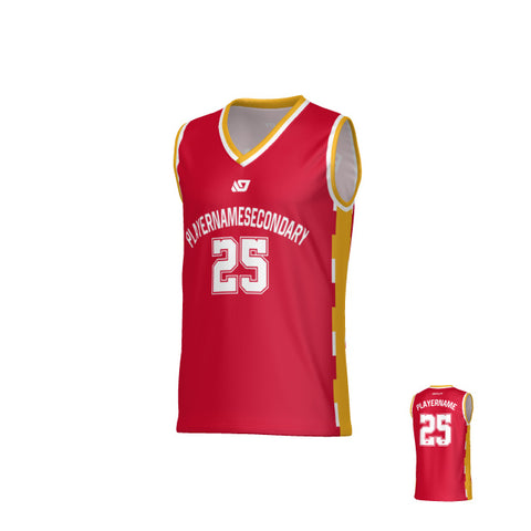 Pixel Basketball Jersey - Red & Yellow