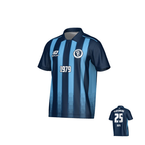 Classic Collared Jersey - Navy & Sky Blue