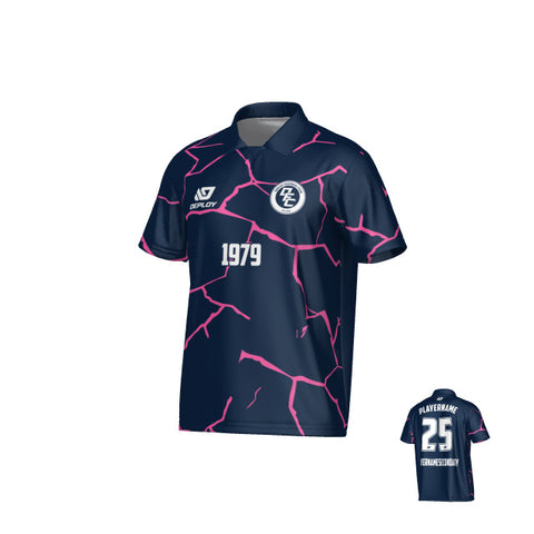 Cracks Collared Jersey - Navy & Pink