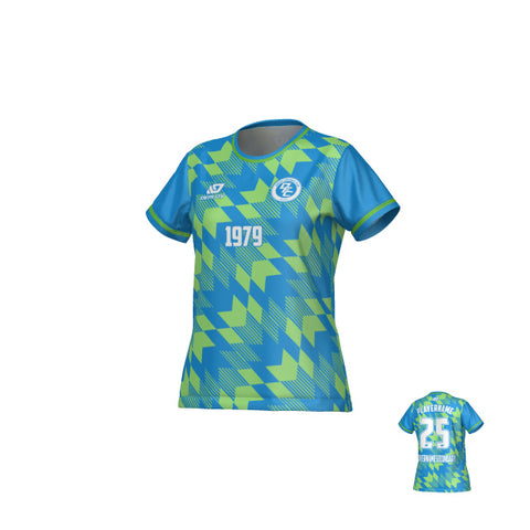 Leaves Womens Jersey - Blue & Neon Green