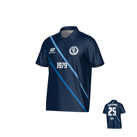 Tracks Collared Jersey - Navy & Sky Blue