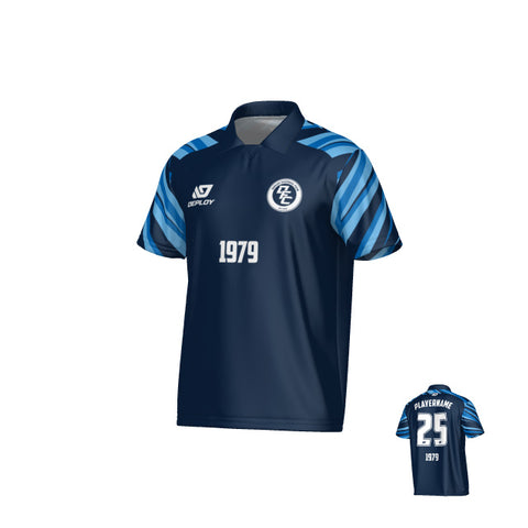 Surge Collared Jersey - Navy & Sky Blue