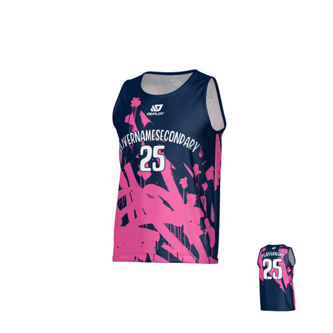 Paint Sports Singlet - Navy & Pink
