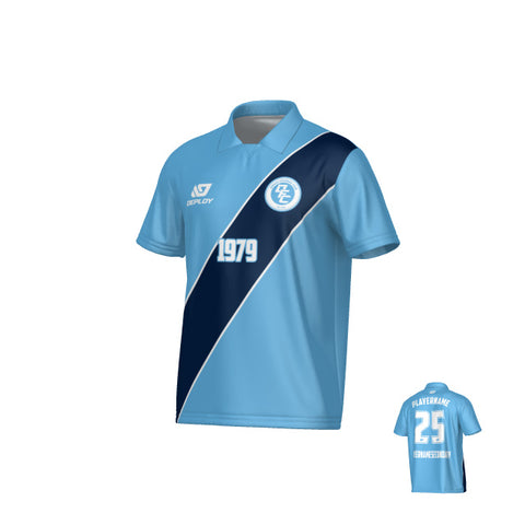 Sash Collared Jersey - Sky Blue & Navy