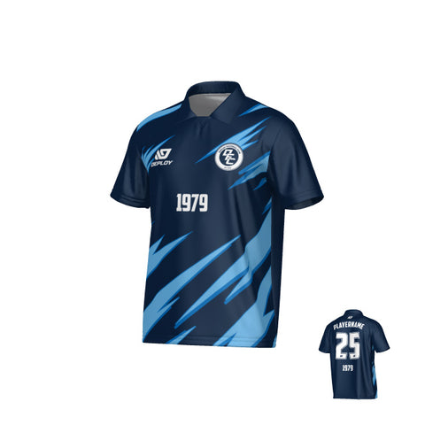 Sharp Collared Jersey - Navy & Sky Blue