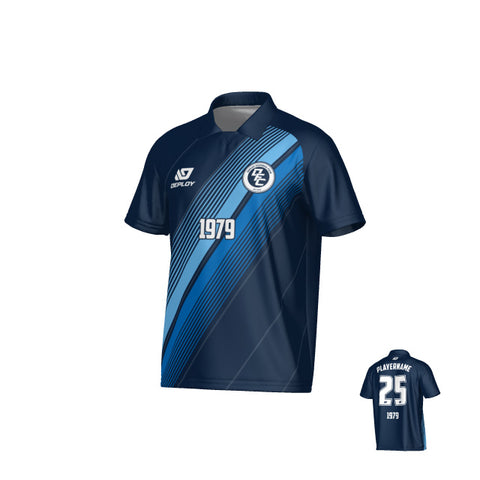 Velocity Collared Jersey - Navy & Sky Blue