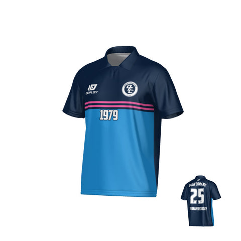 Summit Collared Jersey - Navy & Pink