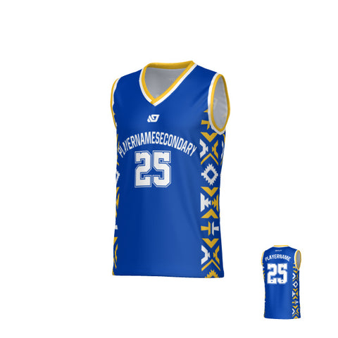 Tribal Basketball Jersey - Royal Blue & Yellow
