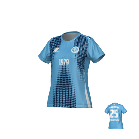 Halftone Womens Jersey - Sky Blue & Navy
