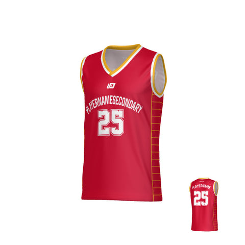Grid Basketball Jersey - Red & Yellow