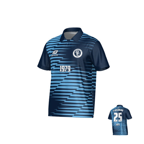 Static Collared Jersey - Navy & Sky Blue