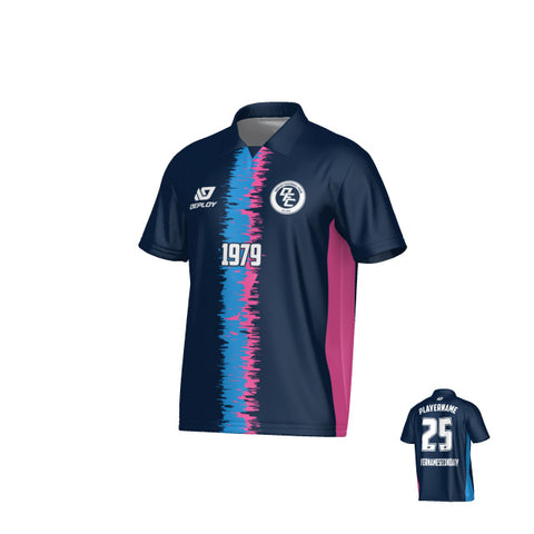 Rift Collared Jersey - Navy & Pink