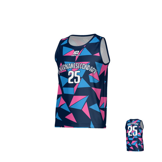 Shards Sports Singlet - Navy & Pink