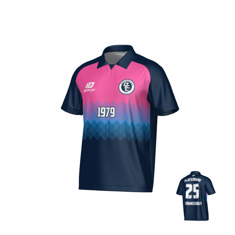 Echo Collared Jersey - Navy & Pink