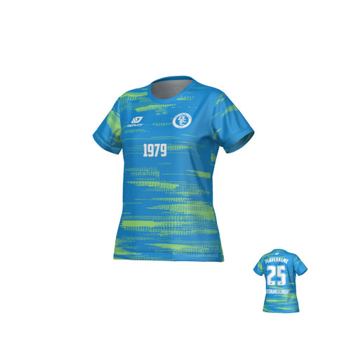 Distort Womens Jersey - Blue & Neon Green