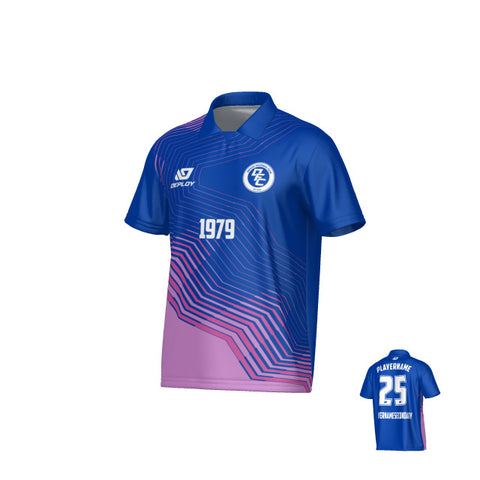 Circuit Collared Jersey - Royal Blue & Purple