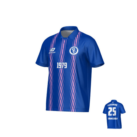 Zig Zag Collared Jersey - Royal Blue & Purple