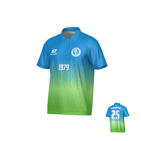 Fade Collared Jersey - Blue & Neon Green