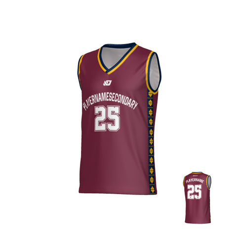 Tile Basketball Jersey - Maroon & Navy