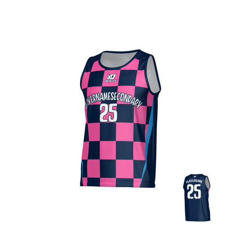 Checkers Sports Singlet - Navy & Pink