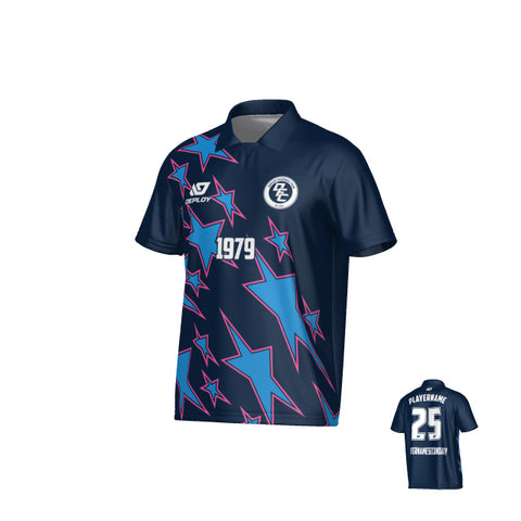 Stars Collared Jersey - Navy & Pink