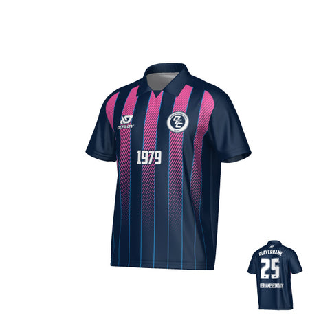 Streamline Collared Jersey - Navy & Pink