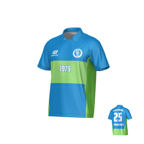 Shift Collared Jersey - Blue & Neon Green