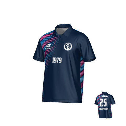 Spray Collared Jersey - Navy & Pink