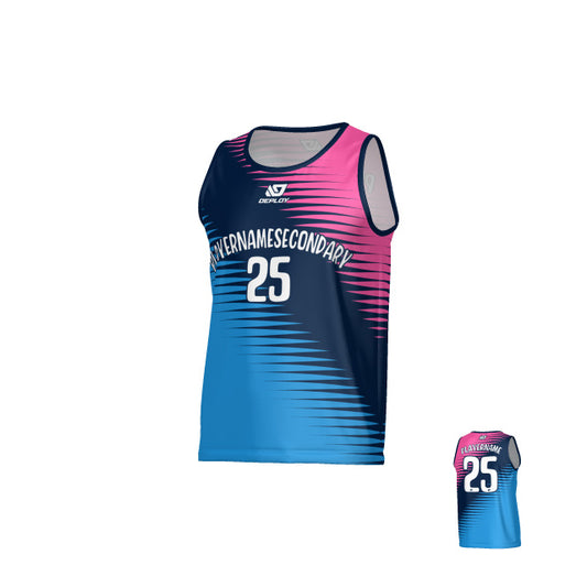Comb Sports Singlet - Navy & Pink