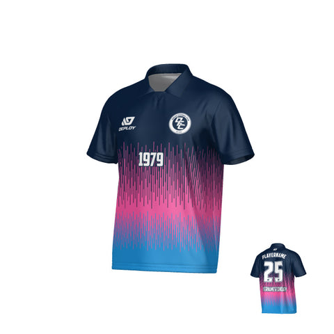 Fade Collared Jersey - Navy & Pink