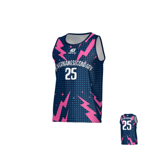 Lightning Sports Singlet - Navy & Pink