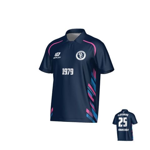 Turbo Collared Jersey - Navy & Pink