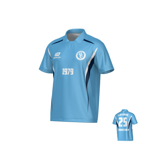 Arc Collared Jersey - Sky Blue & Navy